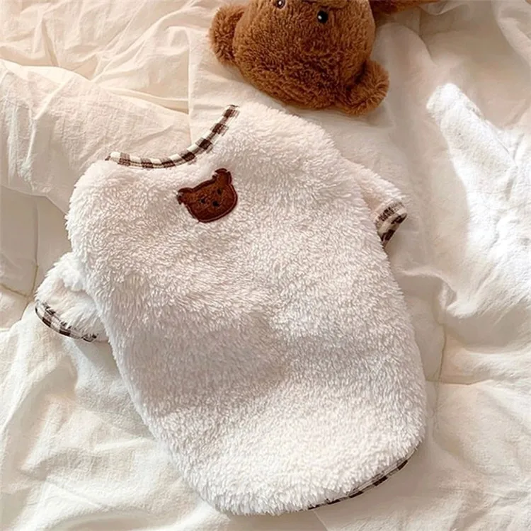 

Dog Clothes Outfit Coat Sweater Bear Cartoon Costume Soft Warm Coral Fleece Pet Hoodie Winter Party Dress Up Clothes Jumpsuit