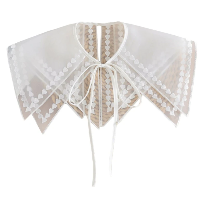Women Elegant Organza Faux Collar Shawl Layered Lace Splicing Tulle Necklace