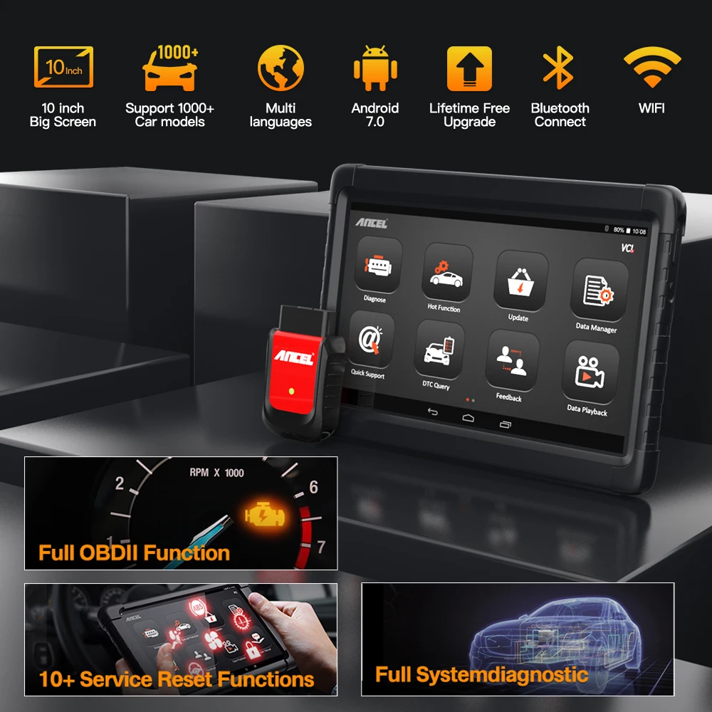 Ancel X6 OBD2 Автомобильный сканер Профессиональный ABS SRS Oil EPB BMS Сброс всей системы