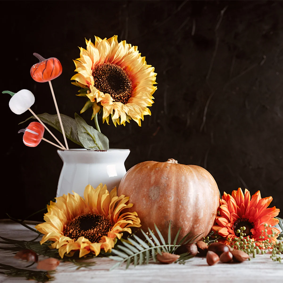 

Pumpkin Bouquetpickspumpkins Artificial Topper Ornament Fake Fall Mini Adornmentornaments Floral Arrangements Toppers Faux Decor