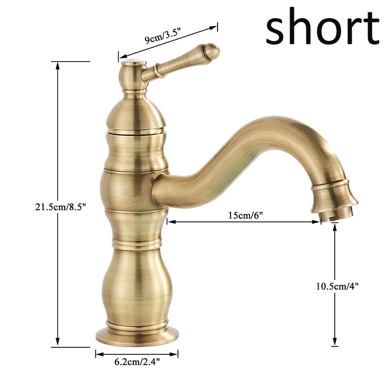 

Vidric Luxurious Antique Bathroom Basin Faucet Brass Deck Mounted White Mixer Taps Short Hot and Cold Mixer Tap
