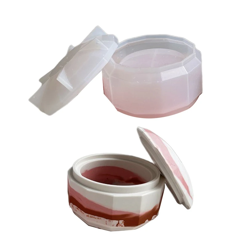 

Silicone Jewelry Box Mold with Lid Jewelry Box Candle Holder Mould Bottle Epoxy Casting Mold for Storage Display Home