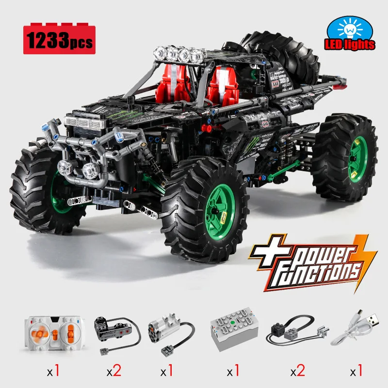

Новый технический конструктор Monster Motors RC Внедорожный гоночный конструктор Сборная модель город идея Moc автомобиль кирпич детские игрушки п...
