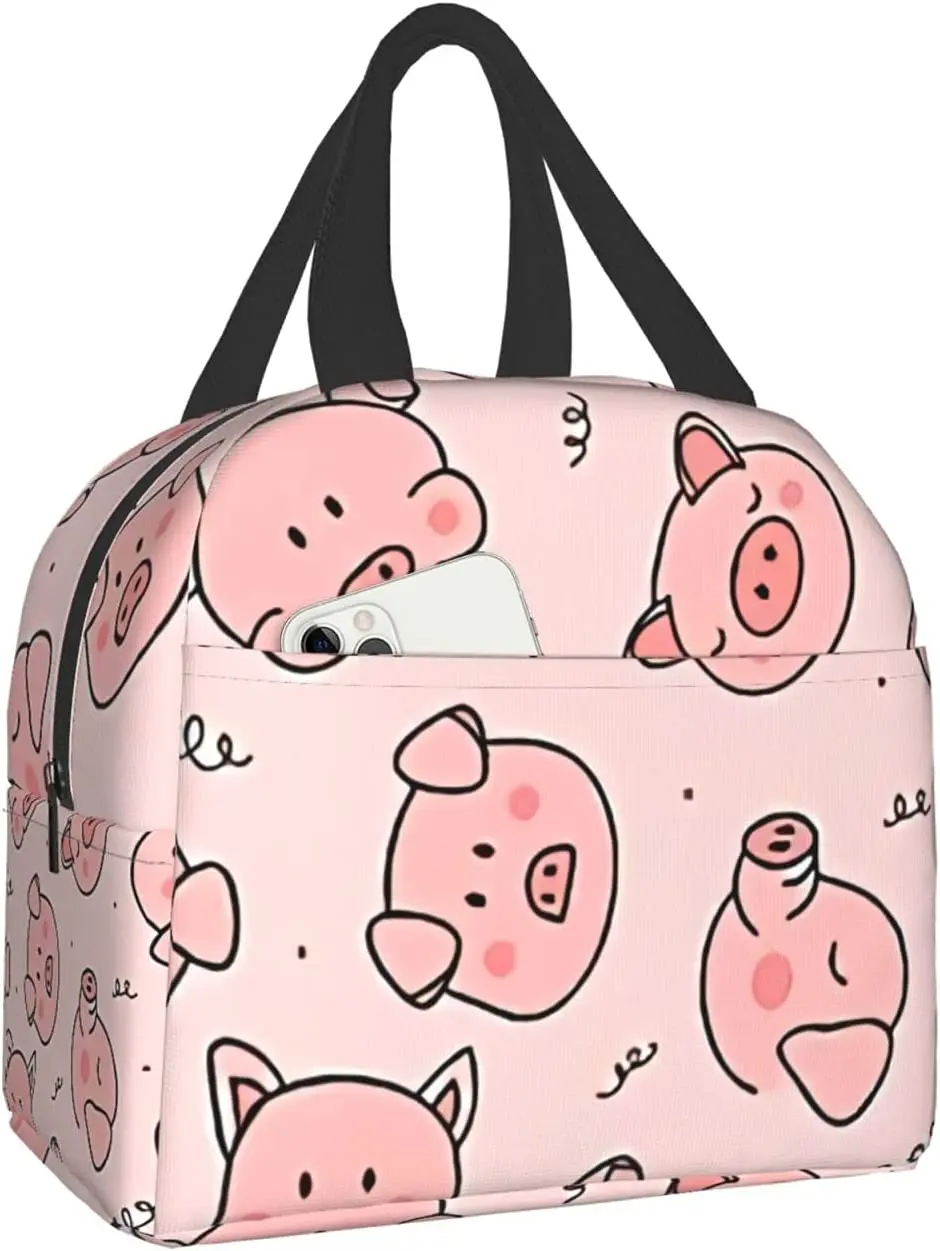 

Изолированная розовая сумка для ланча с милым поросенком, школьный охладитель для работы, Ланч-бокс, контейнеры для взрослых, переносной термос, многоразовый, для улицы