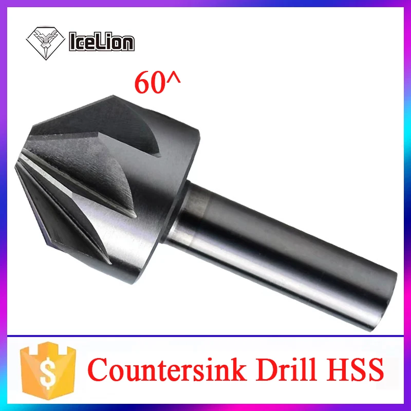 

1PCS 6mm-50mm 60 Degree HSS Chamfer Countersink Cutter Chamfering Drilling Mill Cutting Tool(10/16/20/32/25//30/40/50mm)