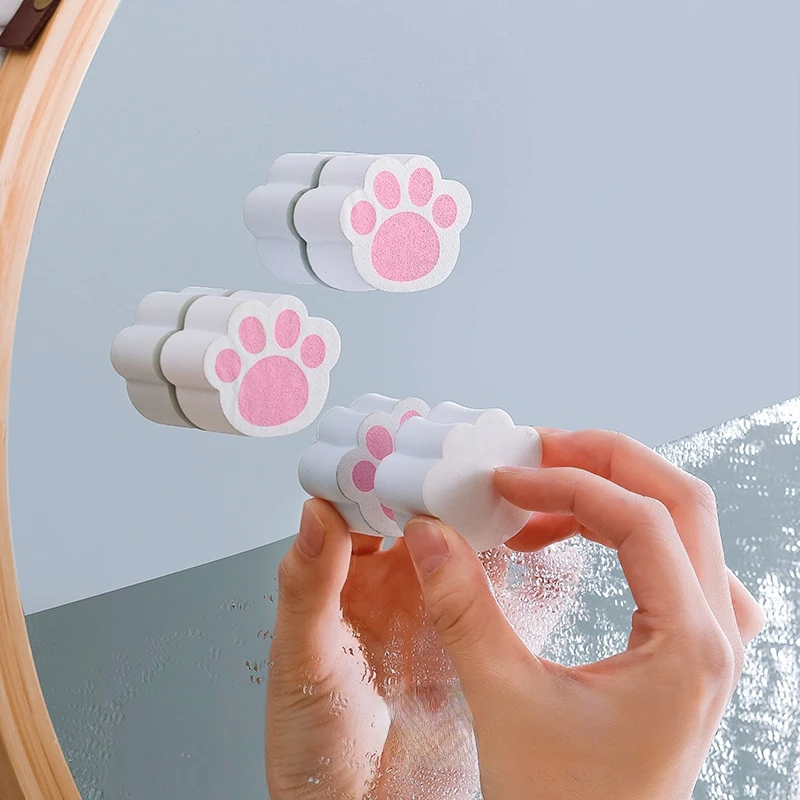 Bathroom Mirror Cleaning Sponge Multifunction Cat Paws Glass Cleaning Brush Faucet Descaling Creative Decontamination Scrubber