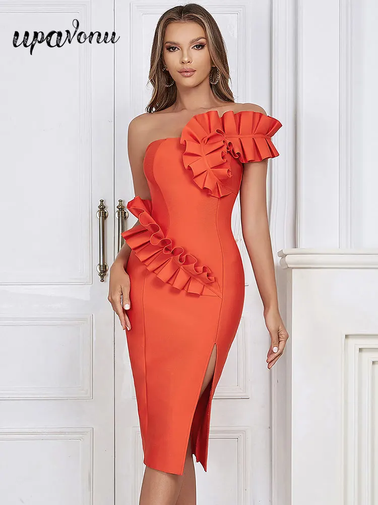 

Женское облегающее платье с драпировкой, обтягивающее вечернее платье до колена с одним открытым плечом и косым воротником, с разрезом сзади