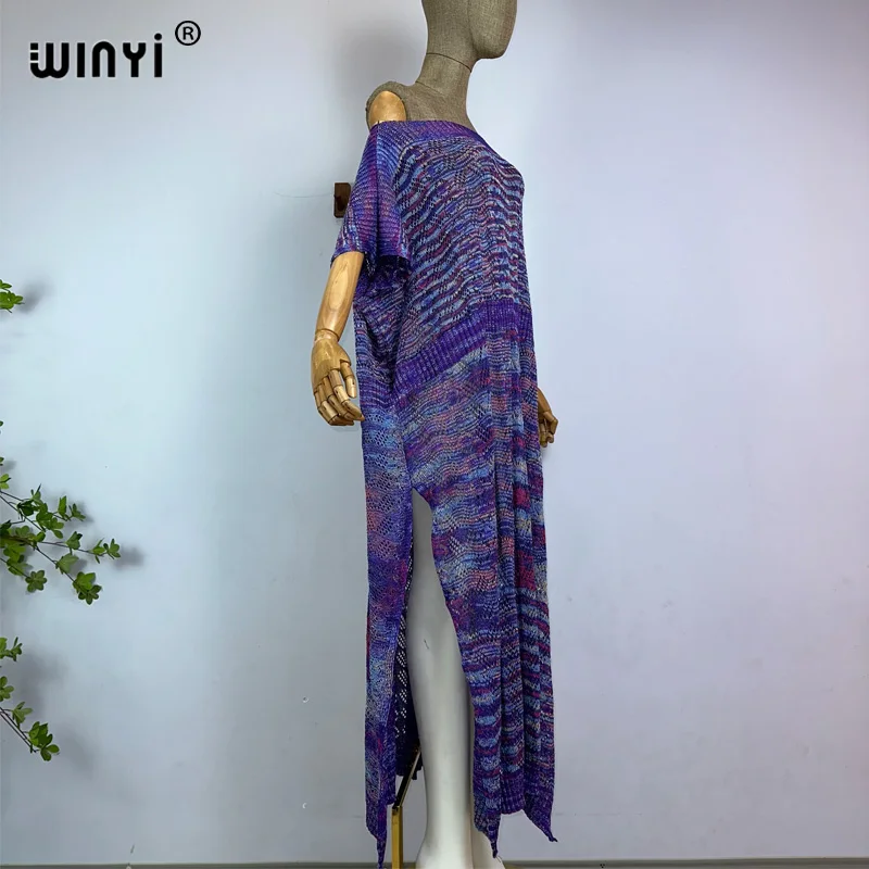 Трикотажное летнее сексуальное платье WINYI с принтом в стиле бохо элегантная