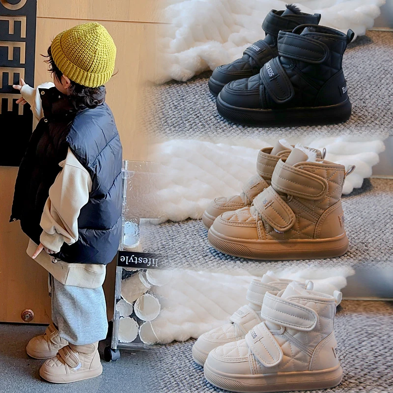 Популярные детские зимние сапоги бархатная и утолщенная теплая обувь ботинки