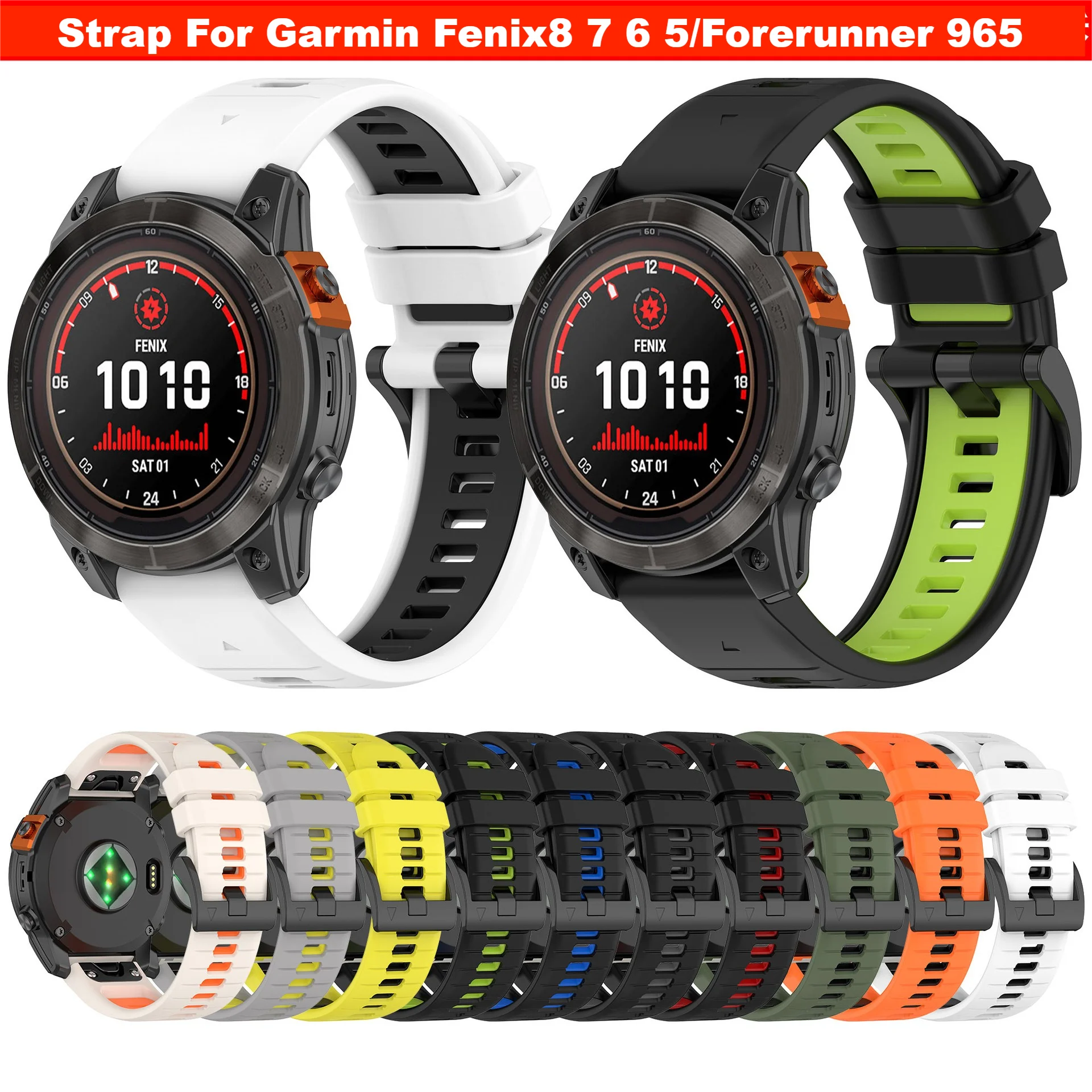Silicone strap For Garmin Fenix 8 7X 7 6X 6 5 Epix Pro 51MM 47MM 43MM Enduro 3 2/Forerunner 965 accessory