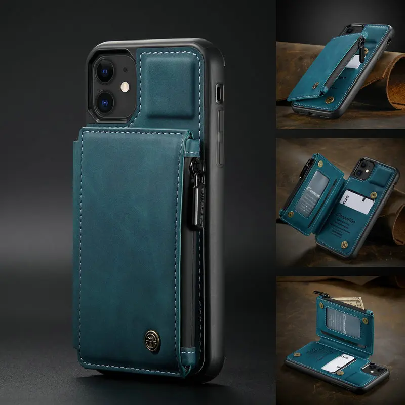 

Ретро Кожаный чехол CaseMe для iPhone 12 13 Pro Max, кожаный чехол-бумажник с кармашком для карт, задняя крышка для iPhone 12 mini11 Pro, чехол-подставка