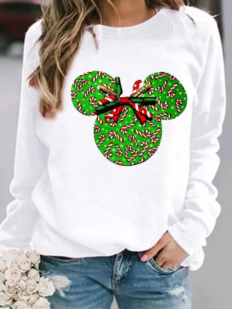 

Пуловер с новогодним и рождественским принтом, милый тренд счастливого времени, женская модная Женская толстовка с графическим принтом