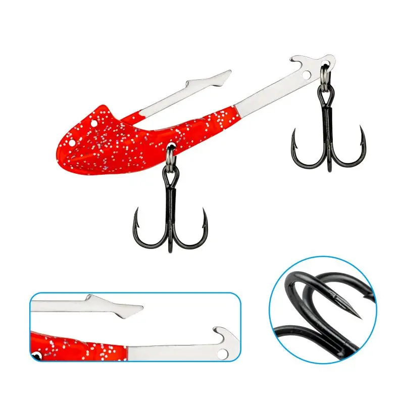 

2.5 CM Bait Holder Double Sharp Triple Hooks Soft Lure Base for Soft Fishing Bait Of Length 3-4 inches for Big/Small Fish