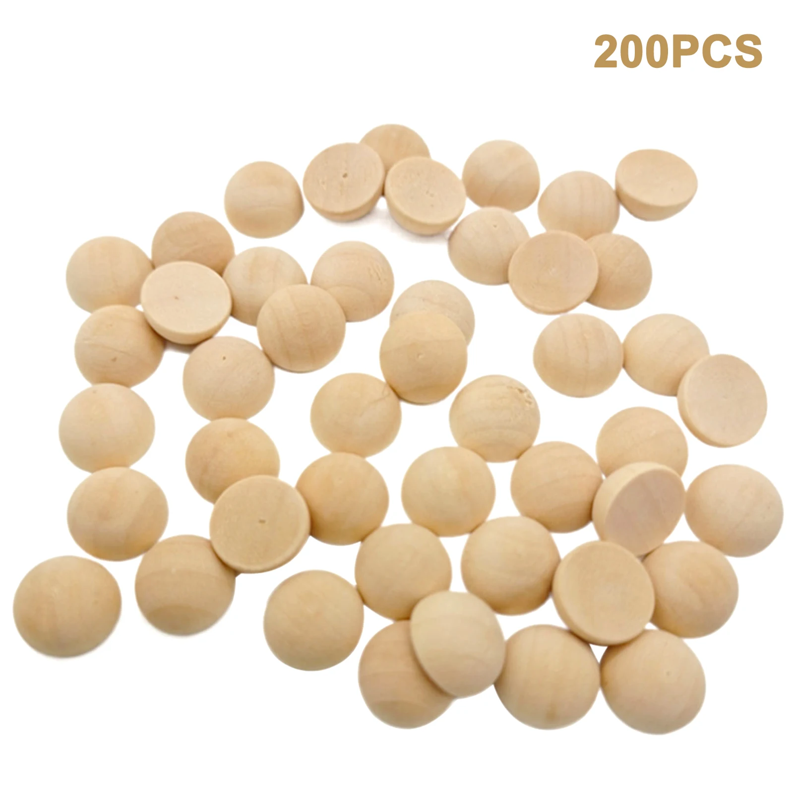 

200pcs Half Wooden Bead Unfinished Wreath Making Universal DIY Craft Mini Art Supply 15mm Ornament Split Ball Photo Prop Smooth