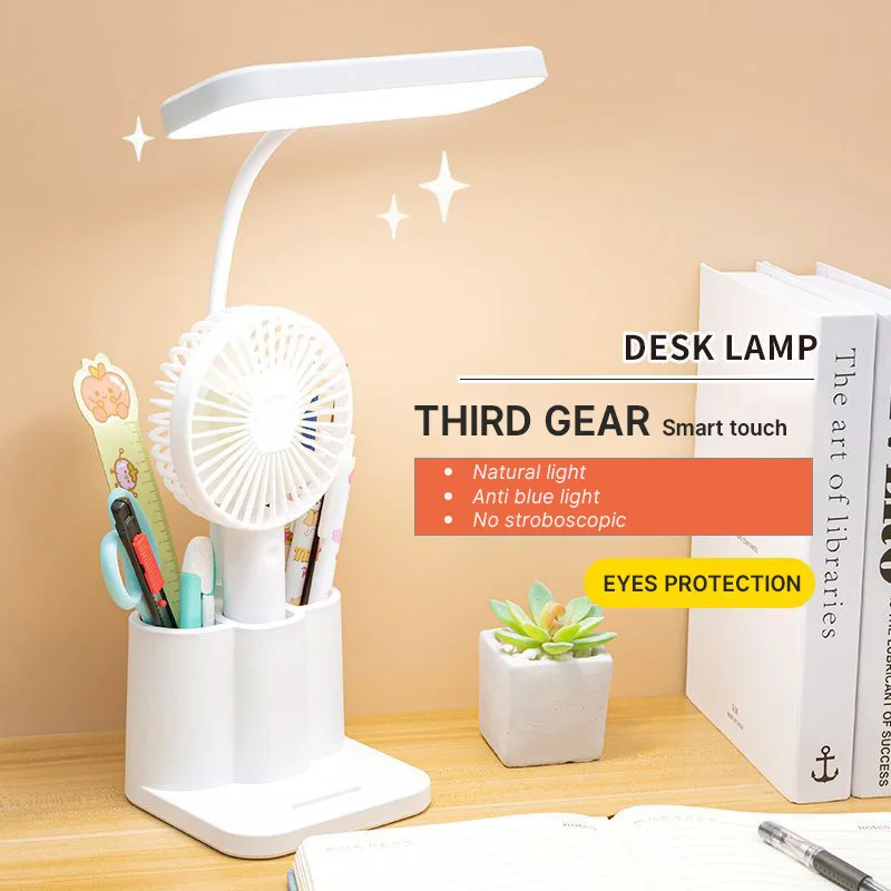

LED Table Lamp with Pen Storage Eye Protection Stepless Dimming USB Desk Lamp Study Children Smart LED Bedside Night Light