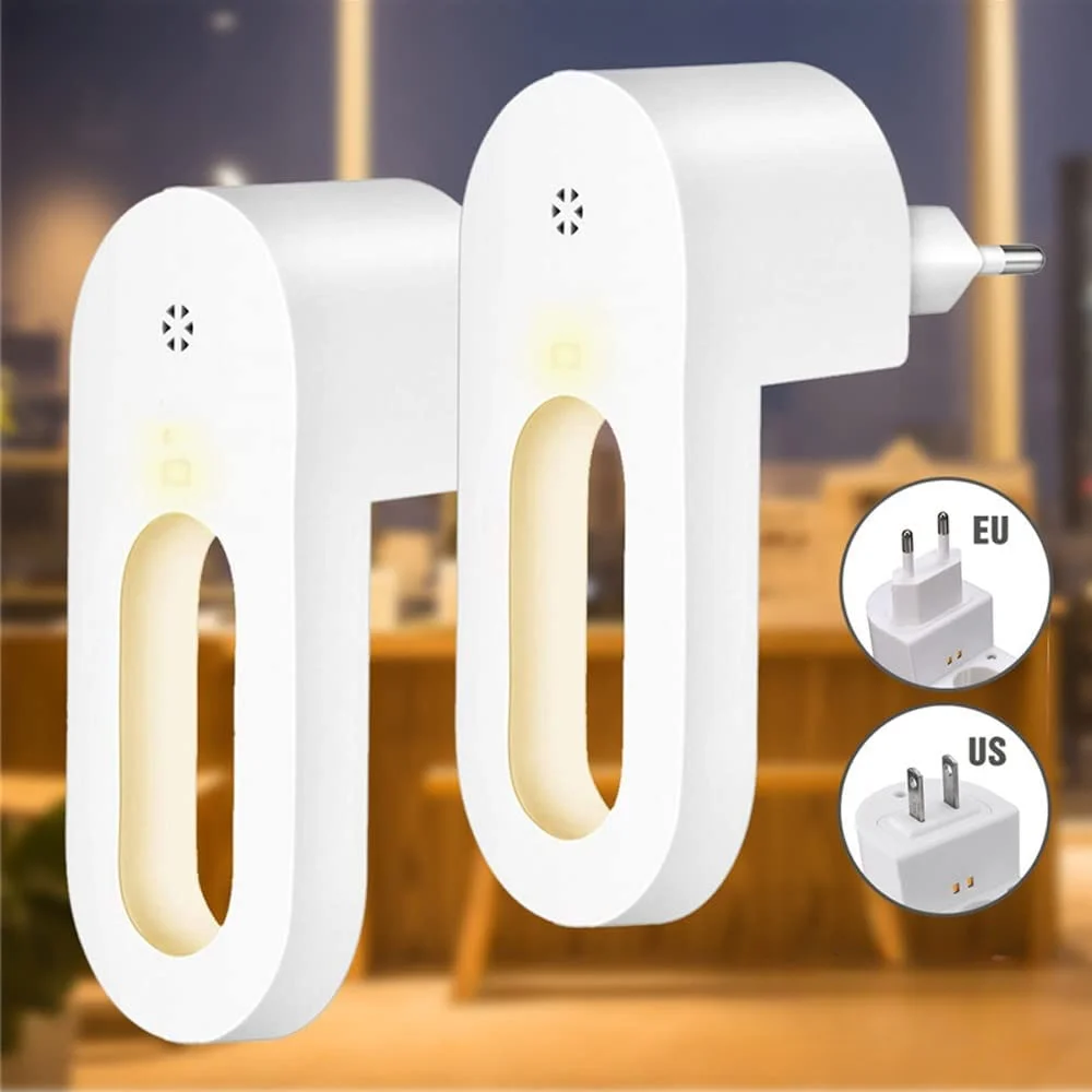 

Wall Night Light Socket with Twilight Sensor Warm White Lamp Energy Saving for Kids Room, Bedroom, Stai EU/US Plug