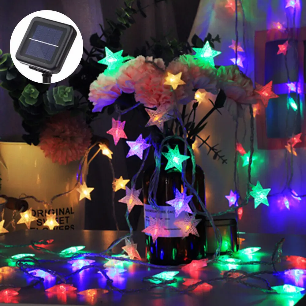 

Christmas Fairy Garden Lights 100 LED Solar Powered String Light Outdoor Garland Street Lamp Festoon For Wedding Xmas Tree Decor