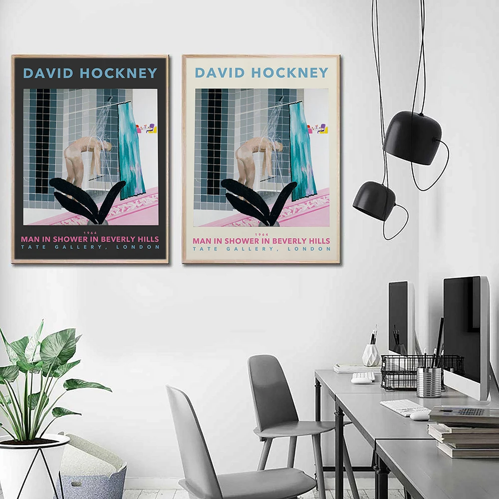 Ретро абстрактные настенные картины Дэвид хокни человек в душе выставочные