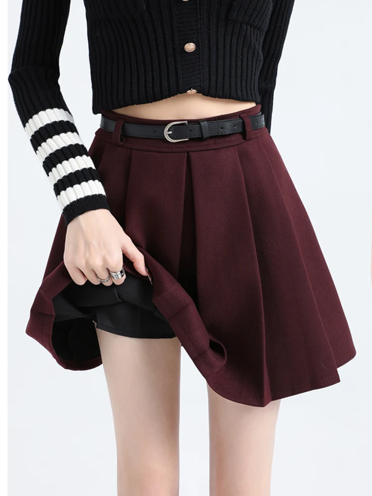 Осень-зима Kawaii мини-плиссированная юбка женская модная уличная одежда шерстяные