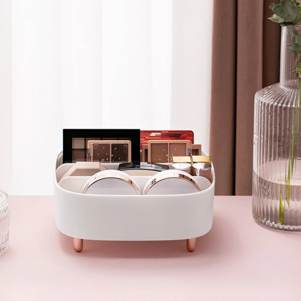 

Cute Makeup Blush Cosmetics Shelf Desktop Multi-cell Display Box Plastic Eye Shadow Tray Storage Box Makeup Organizer