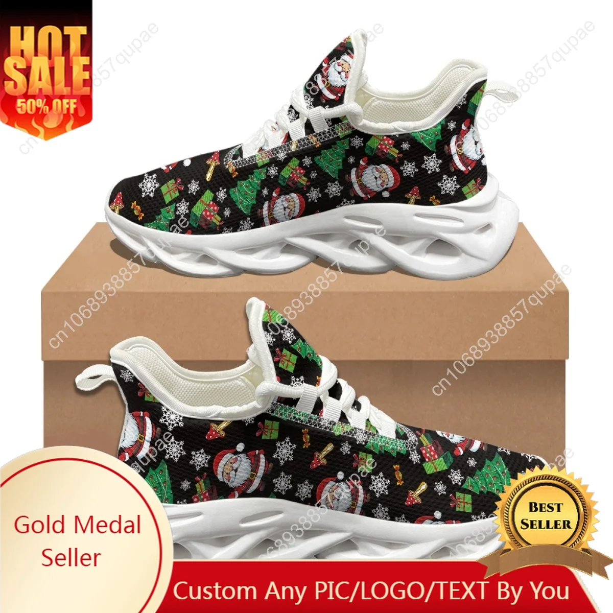 Мужская обувь Санта-Клаус Рождественская елка Повседневная прочная на плоской