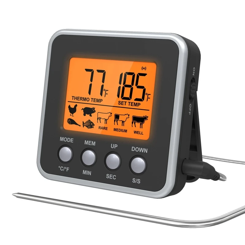 

Цифровой термометр для барбекю, кухонный прибор для измерения температуры мяса в духовке, с таймером