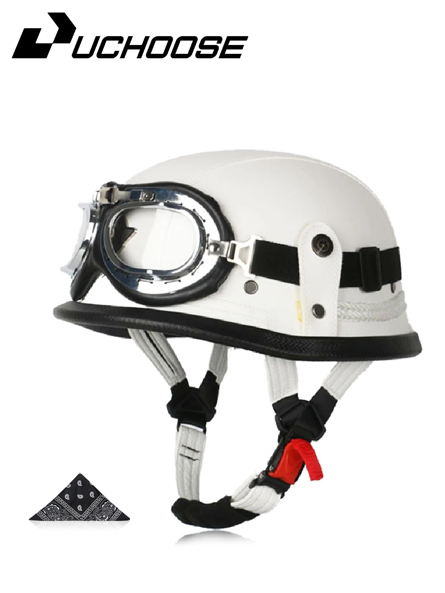 

Мотоциклетный полушлем, немецкий кожаный винтажный шлем Casco Moto, мотоциклетный шлем с открытым лицом, байкерский пилот