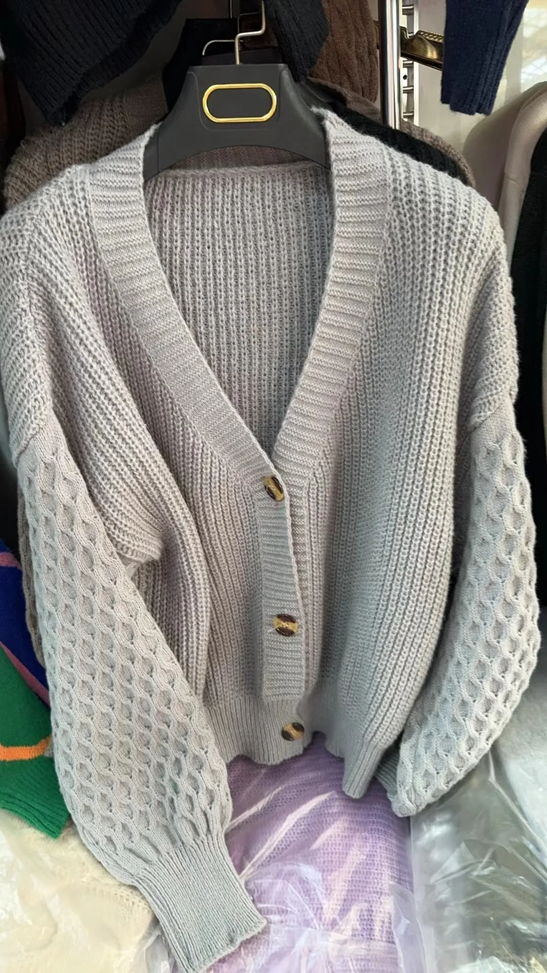 Женский Кардиган С Рукавами-фонариками Повседневный Свободный Свитер В