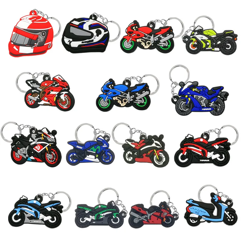 

8PCS PVC Keychain Cute Motorcycles Series Keyring Kids Toys Gadget for Man Custom Key Chain for Car Key Anime Accessories Gifts