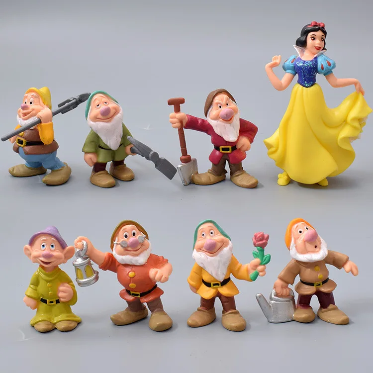 Disney-figuras de acción de Blancanieves y los siete enanitos, muñecos de Pvc de princesas, juguetes de colección para niños, 6-10cm, 8 unids/set por Set