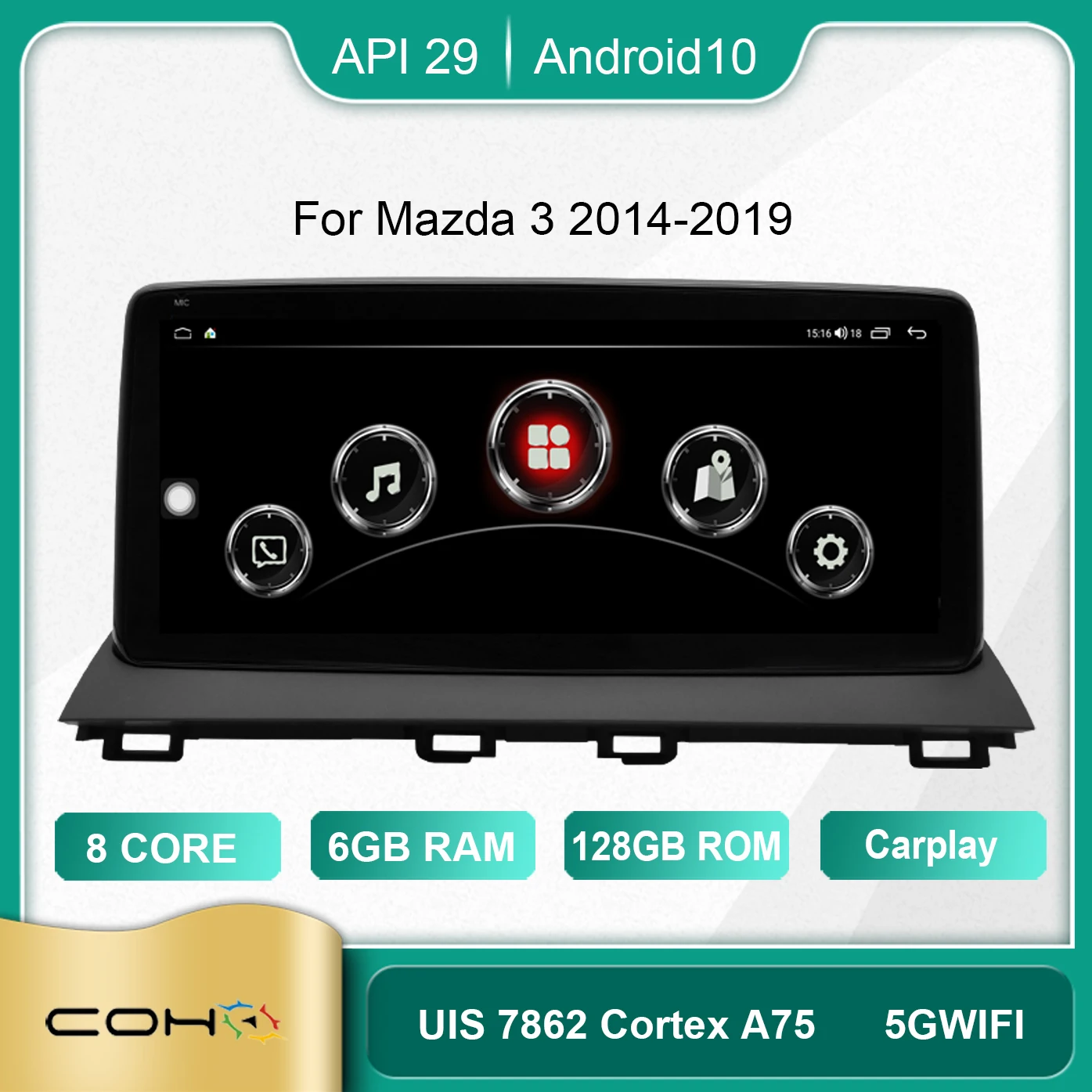For Mazda 3 2014-2019 10.25'' 12.3'' Android 10.0 Octa Core 1920*720 6+128G Gps Autoradio Car Multimedia Player