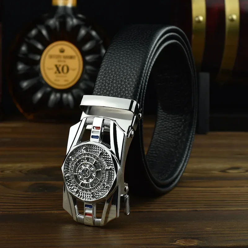 Новый мужской кожаный ремень с автоматической пряжкой высококачественный