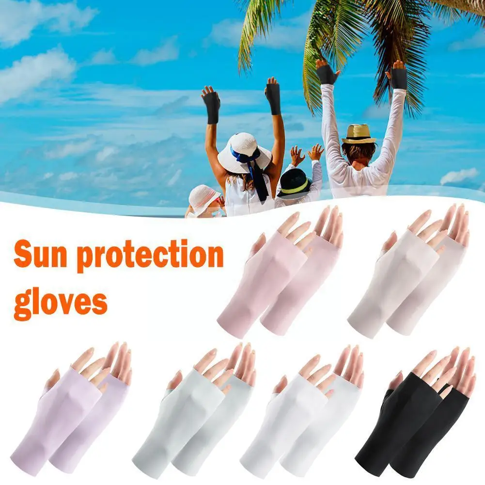 

Women's Semi-finger Driving Glove Sun Protection Gloves Summer Fingers Gloves Silk Fingerless Half Ice Anti-UV Gloves X3W5
