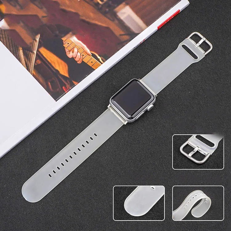 Ремешок полимерный прозрачный для apple watch band 42 мм 40 мм, спортивный умный Браслет для iwatch series 7 6 5 4 SE 41 мм 45 мм