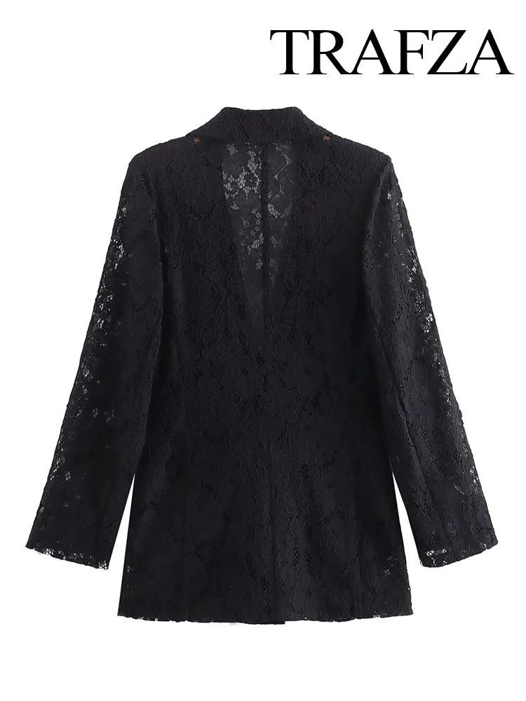 Новый женский элегантный однотонный кружевной ажурный костюм с одним воротником
