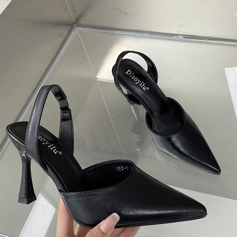 

Туфли-лодочки женские на высоком каблуке, заостренный носок, модные пикантные, сланцы, летняя пикантная обувь для вечерние, черные, 2022