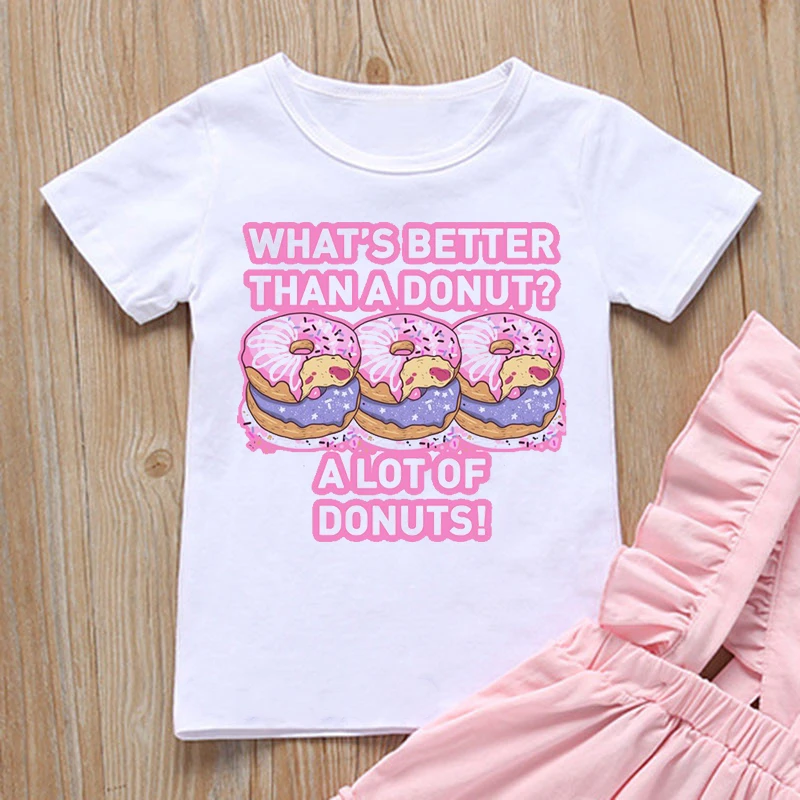 T-shirt for Boys/girls Funny Donut Cartoon Print Children's Clothing Tee  High Quality Girls T Shirt White Tops Wholesale
