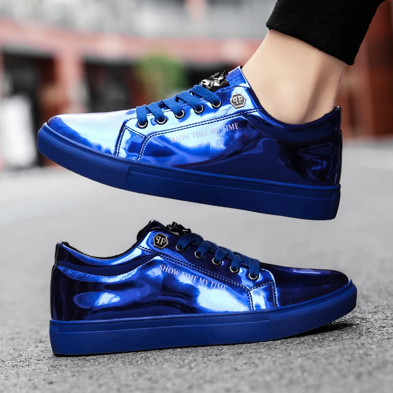 Luxury Men's Brand Sneakers Trend Blue Glitter Sneakers Men Designer Shoes Casual Low top Men Skateboard Shoes Flat Trainers