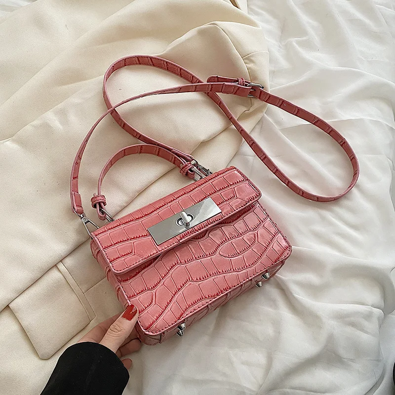 

Small Stone Pattern PU Leather Crossbody Shell Bags with Short Handle for Women 2022 Kawaii Tote Shoulder Handbag Branded