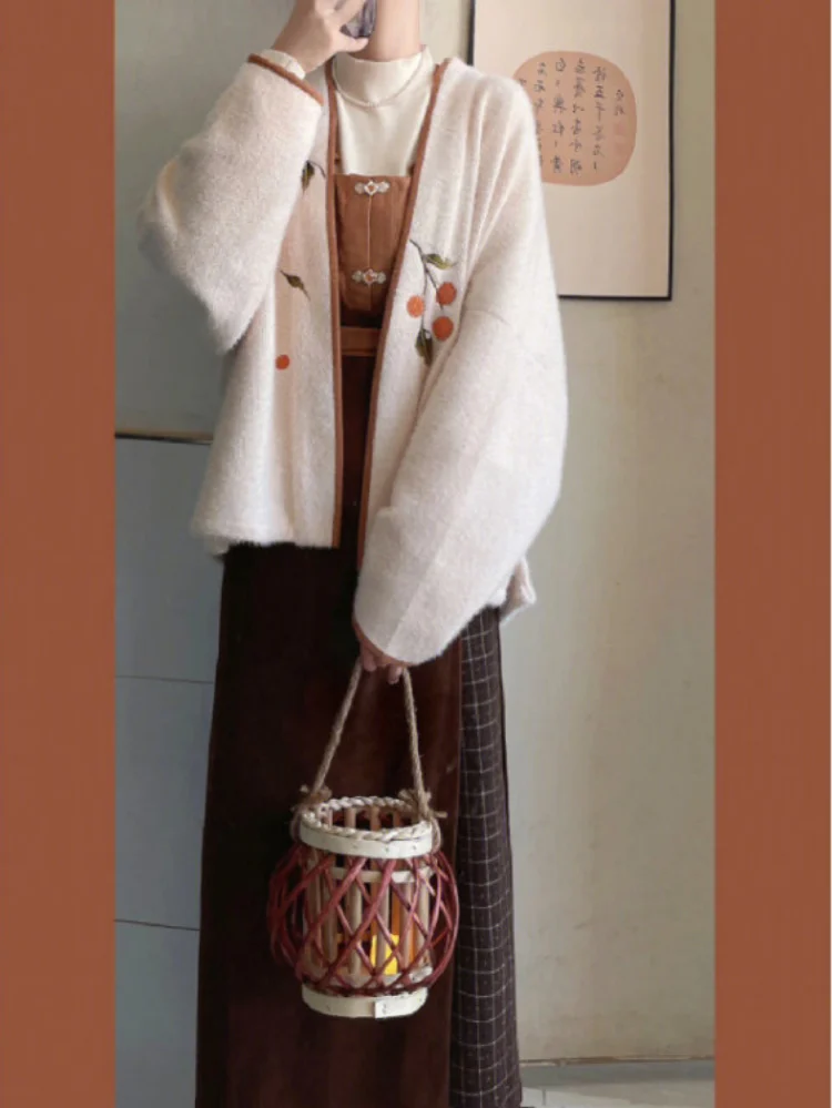 2022 Y2k эстетичный японский кавайный кардиган свитер с вышивкой осень Харадзюку