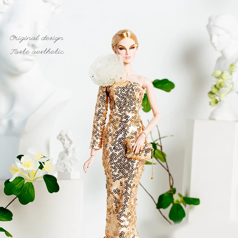 Европейский модный комплект золотых кружевных платьев для 30 см 1/6 аниме