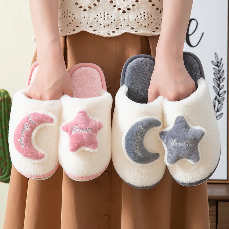 New Winter Anti-Skid Cotton Slippers Design Women Fluffy Funny Warm Plush Ladies' Slides Indoor Cartoon Floor Memory Foam Shoes