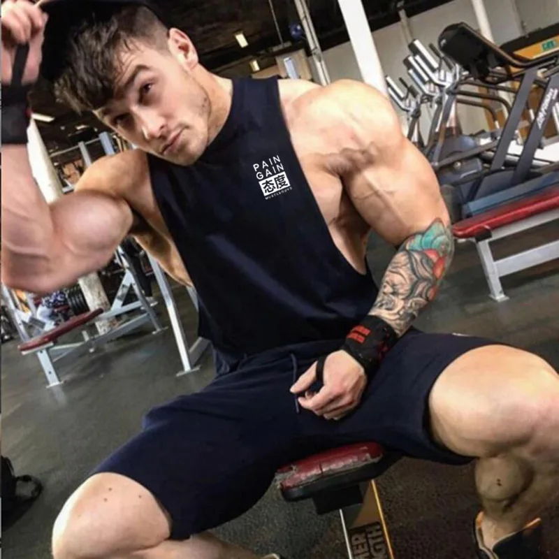

Brand Gym Fashion Workout Cotton Vest Fitness Mens Tank Top Muscle Sleeveless Sporting Shirt Clothing Bodybuilding Singlets
