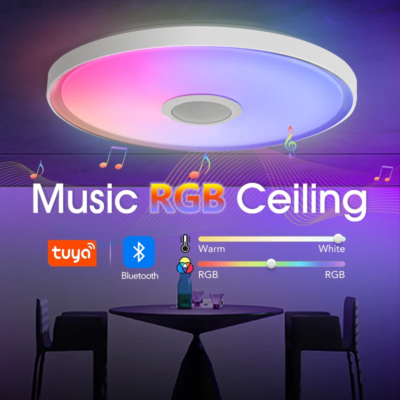 TUYA Smart APP Потолочный светильник Светодиодный музыкальный Динамик RGB Диммер Пульт