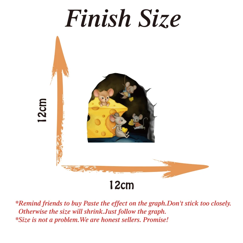 Мультяшная мышь с отверстием ест сыр стикер на стену наклейка для кухни гостиной