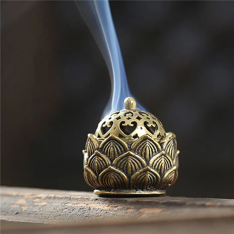 Lotus Shape Zinc-copper Alloy Incense Burner Brass Mini Sandalwood Censer Creative Home Office Decor Incense Holder 2023 New