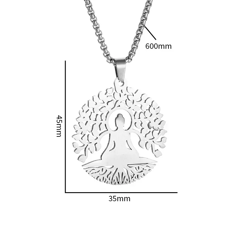 Модная полая резная статуя Будды из нержавеющей стали Древо жизни круглая