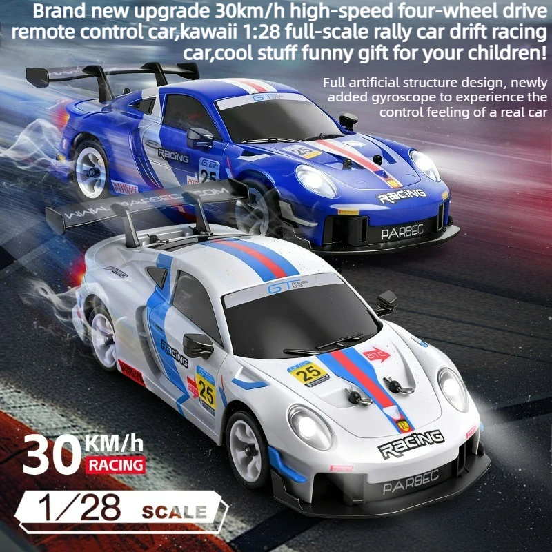 Фото Игрушечный автомобиль Cool Stuff, забавный подарок-1:28 высокоскоростной 4WD радиоуправляемый дрифт-автомобиль, игрушечный автомобиль с дистанционным управлением, кавайный гироскоп, мини-автомобиль на радиоуправлении, игрушки для детей №1