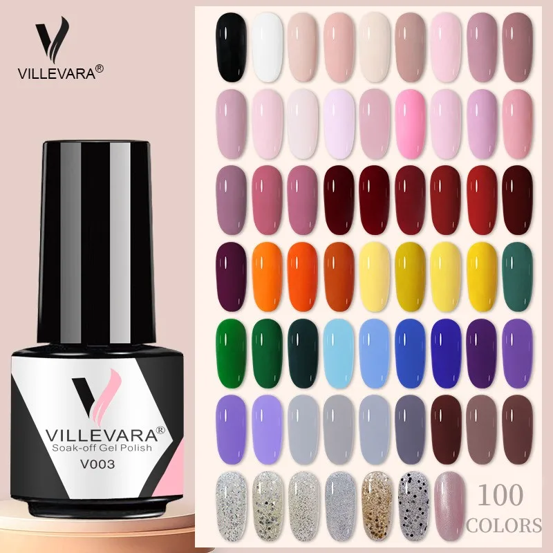 

VILLEVARA Semi Permanent Varnish 7ml Gel Nail Polish Nail Salon Hybrid Soak Off LED UV Lamp Manicure Primer Top Coat Nail Art