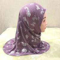 wholesale price little girl headscarf cute hat scarf prayer cap fit 2 6 years old muslim kids instant pull on islamic headscarf